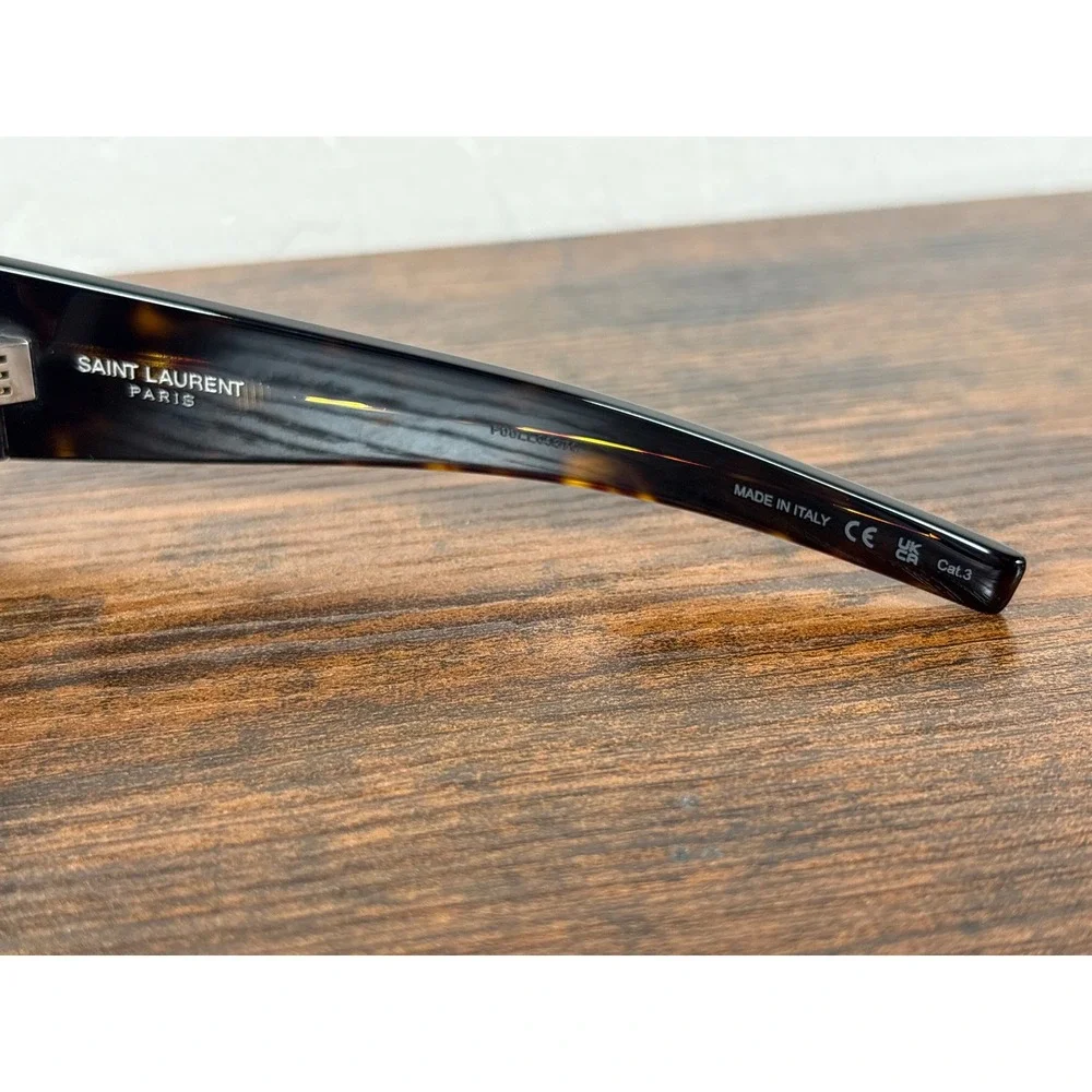 Saint Laurent SL M140 003 Havana Tortoise‎ Rectangular Sunglasses YSL Monogram